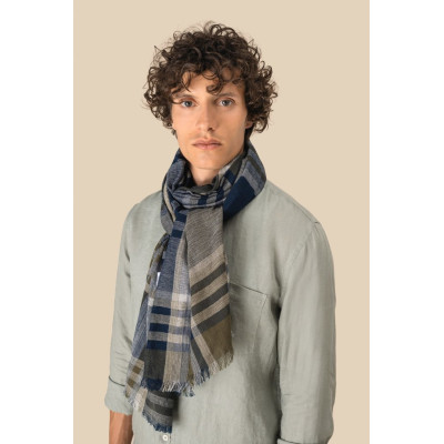 Echarpe às riscas e quadrados unissexo